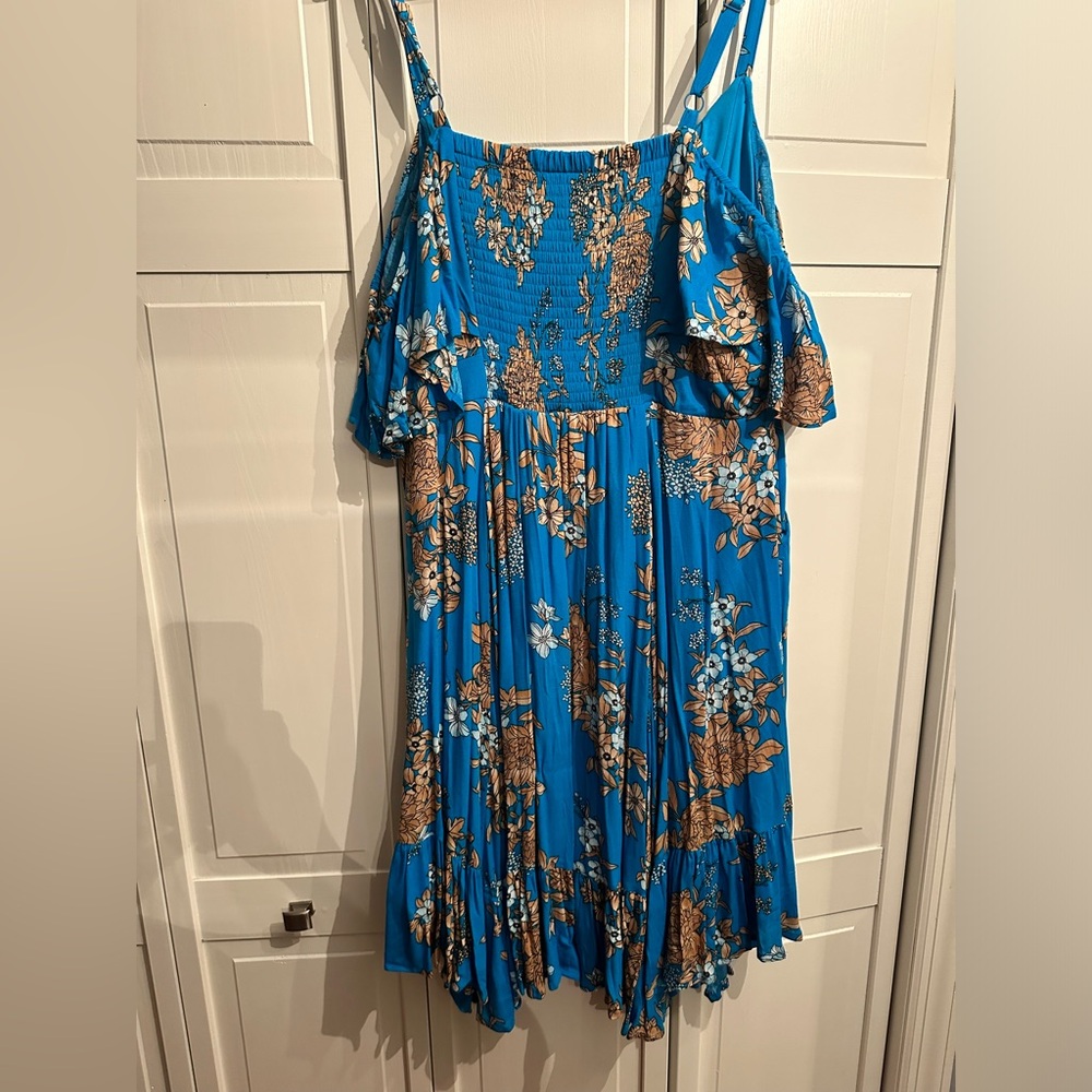 Floral Blue and Brown Women's Dress